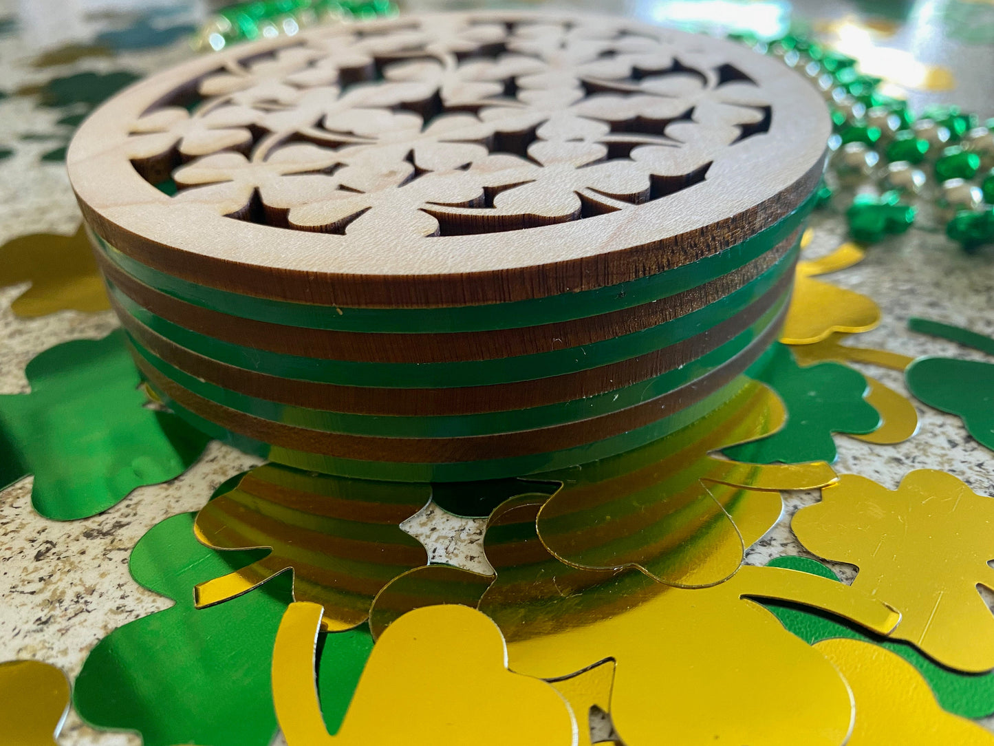 St. Patrick's Day Clover Coasters I Four Leaf Clover I Set of 4