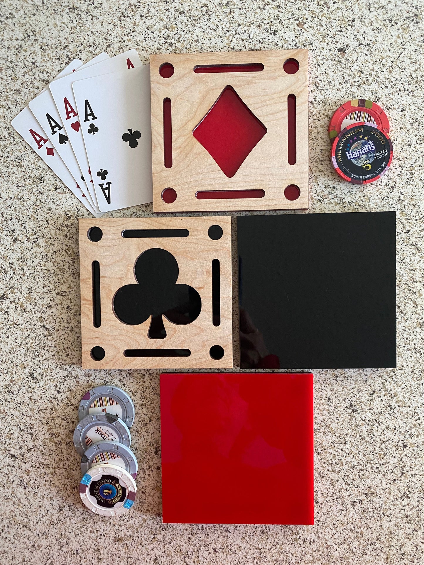Casino I Game Night I Man Cave I Poker Game I Bar Coasters I Set of 4 Designs