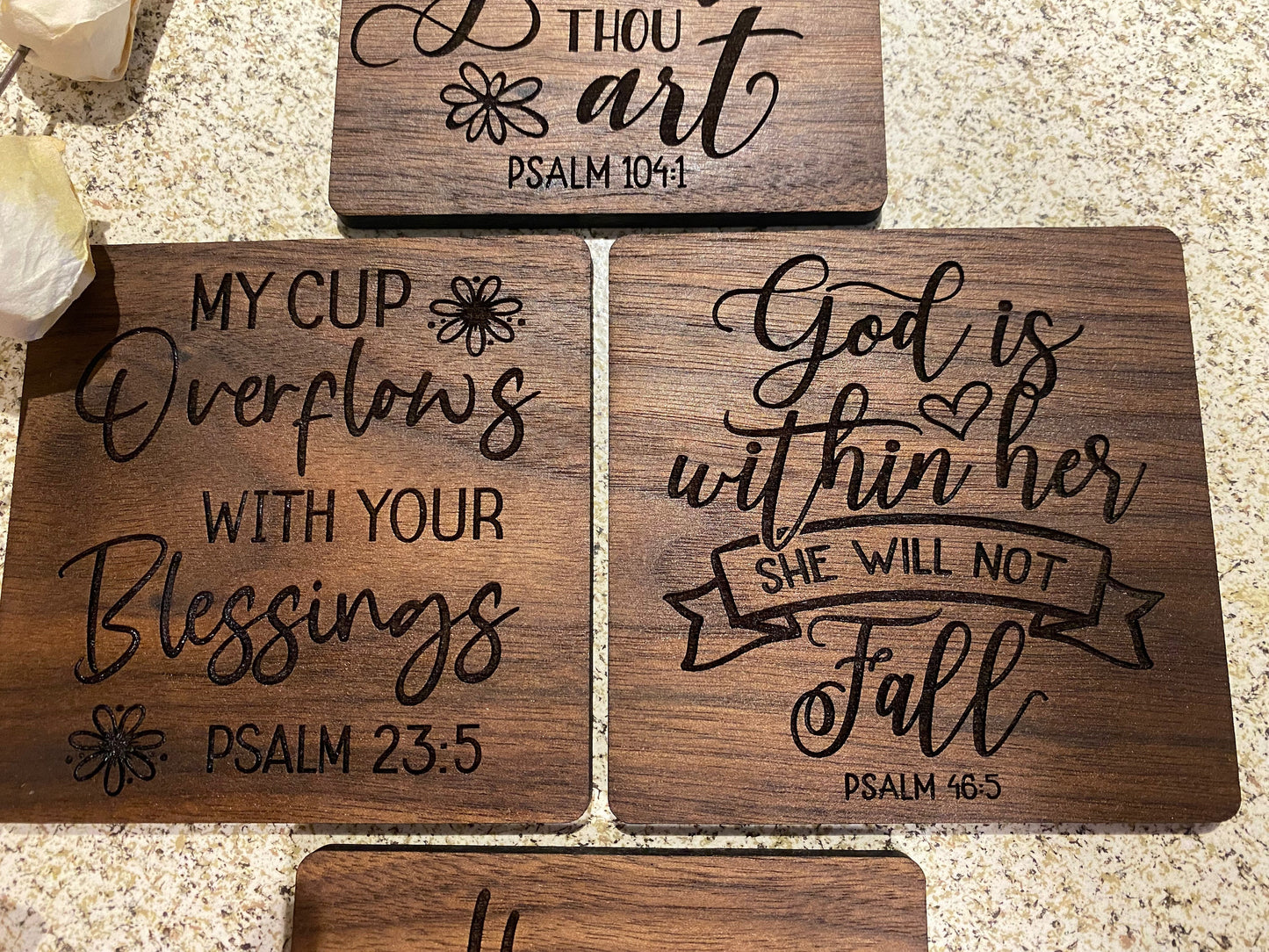 Psalms Verses I Bible I Religious I God I Blessings I 4 Coaster Set