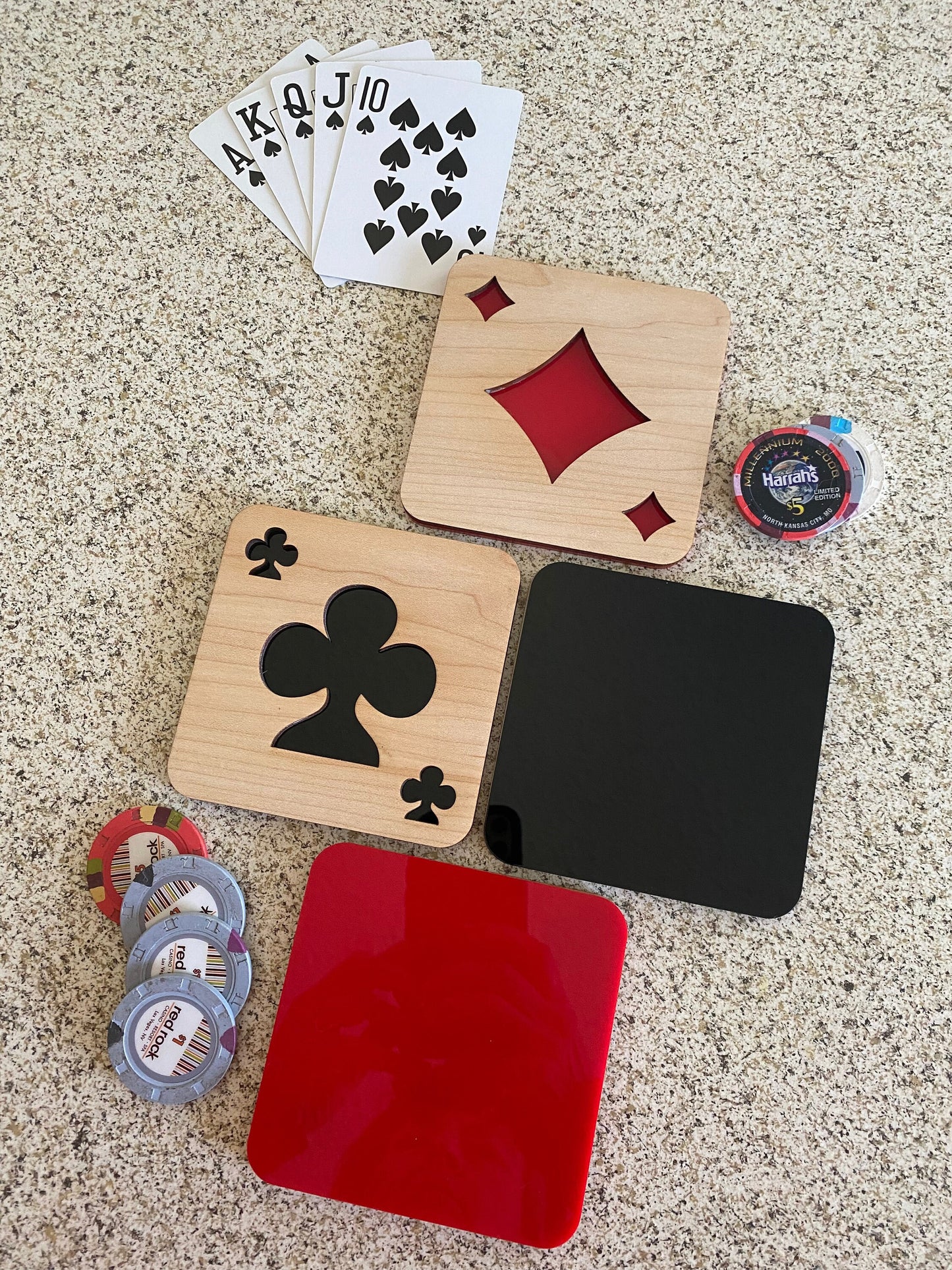 Casino I Game Night I Man Cave I Poker I Bar Coasters I Set of 4 Card Designs
