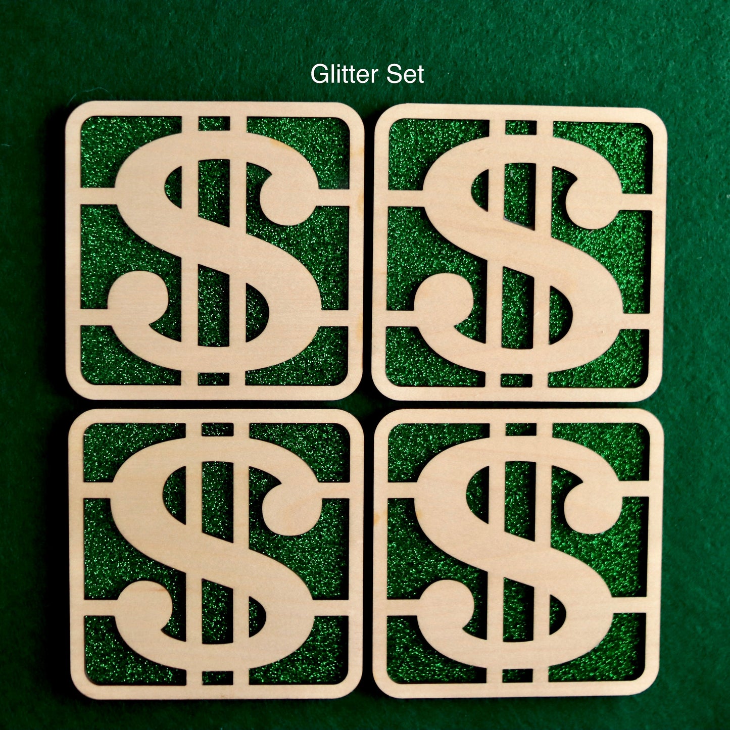 Casino Slot Players Coaster Set, Dollar Money Sign, Casino Theme Game Night, Poker Player Decor, Man Cave, Stocking Stuffer, Good Luck Green