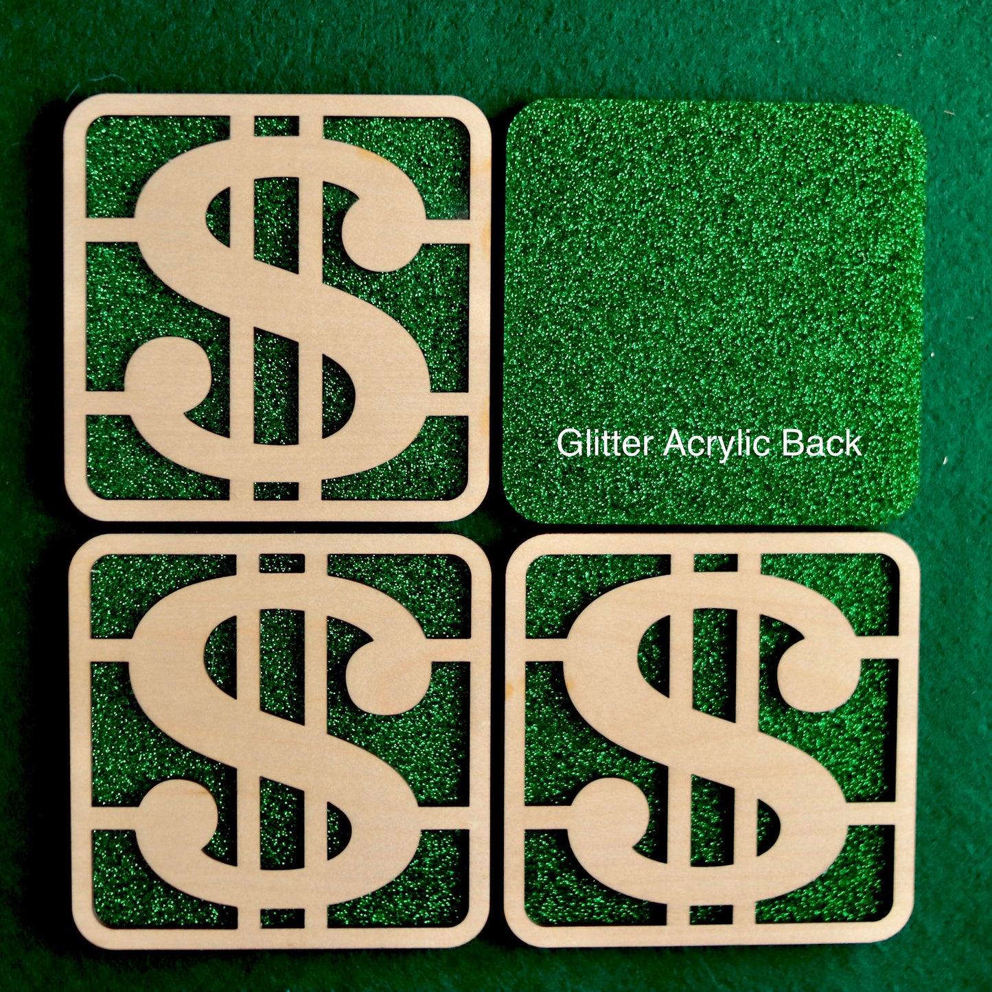 Casino Slot Players Coaster Set, Dollar Money Sign, Casino Theme Game Night, Poker Player Decor, Man Cave, Stocking Stuffer, Good Luck Green